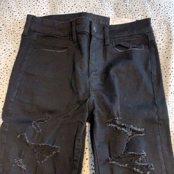 American Eagle Outfitters Black Distressed Hi-Rise Jeggings - Picture 7 of 10